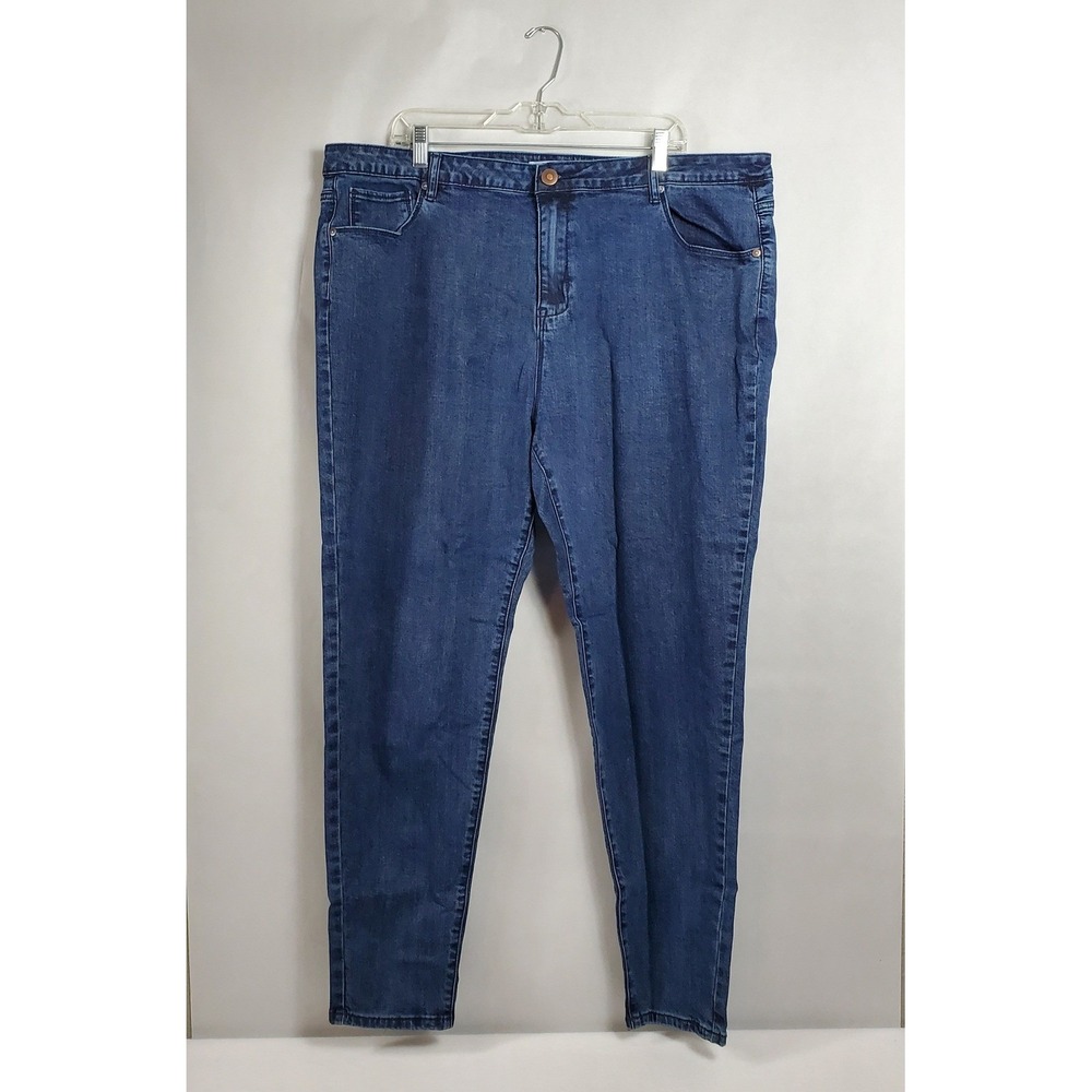 K Jordan Womens Jeans Blue Denim‎ Size 24W Straight Leg Stretch Pants